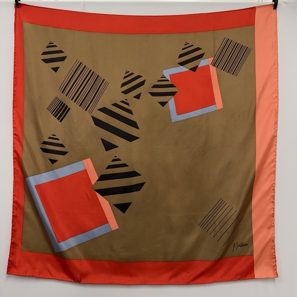 Claude Montana Accessories - Vintage Claude Montana 100% Silk Scarf FAB Modernist Design 35 3/4" x 36 1/4"
